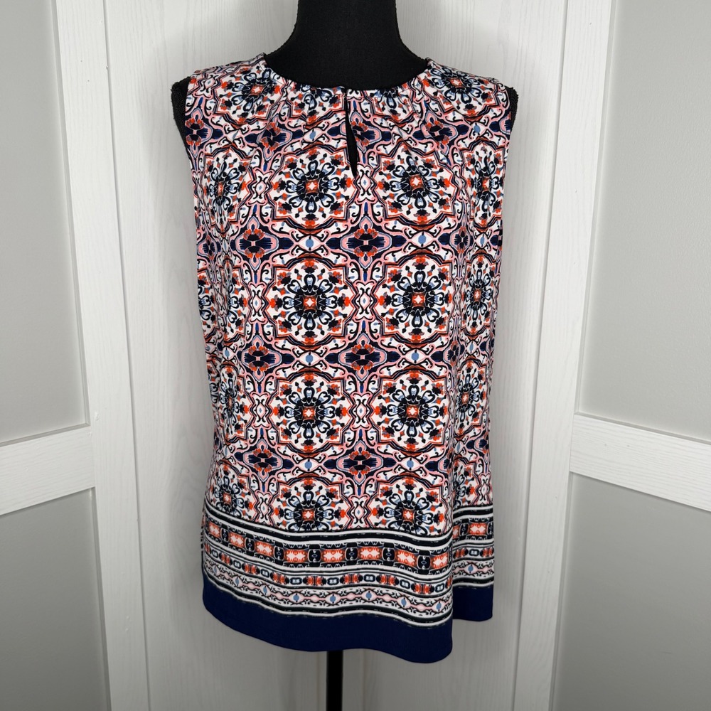 Jones Studio‎ Tank Top Womens PM Multi Color Medallion Print Stretch Sleeveless